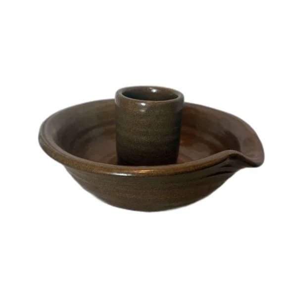 Beer Can Chicken Pottery Roaster Stoneware Made in Texas Earthy Brown - Picture 5 of 9